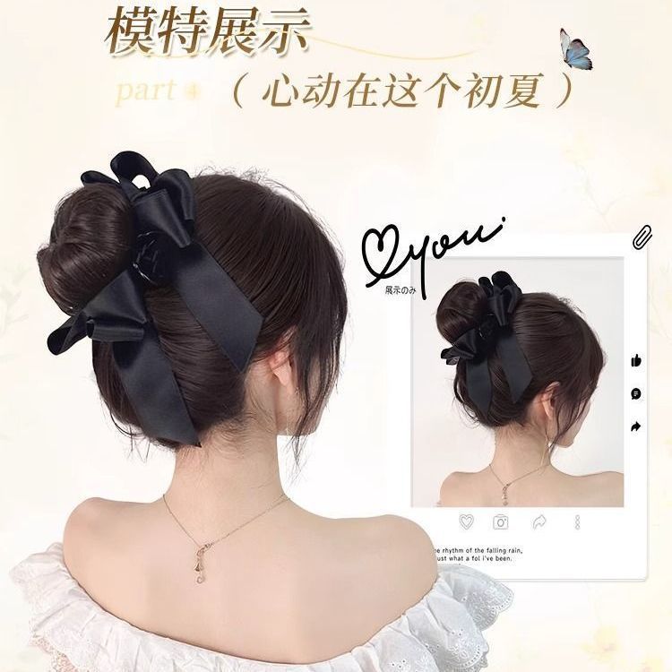 New Bun Wig for Women with Bowknot Claw Clip Hair Bun Tool to Increase Hair Volume, Bun Hair Accessory for the Back of the Head