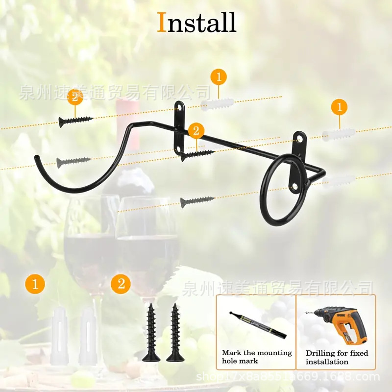 American Style Wholesale Creative Iron Hanging Wine Rack Bar Home Living Room Decoration Single Bottle Wine Rack