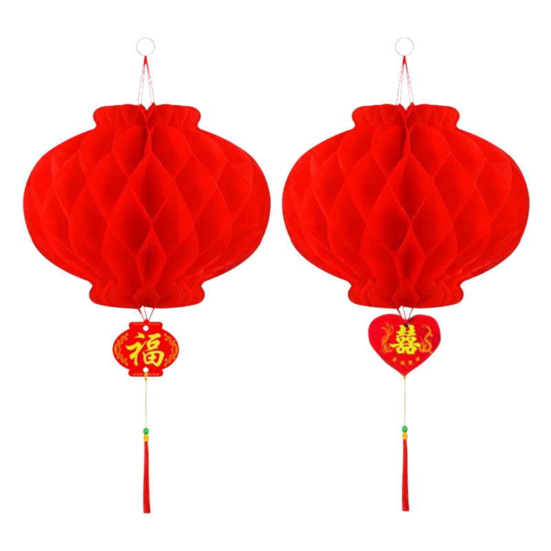 Manufacturer Wholesale Small Red Lanterns Wedding Celebration Festival New Year Red Lanterns Opening Decoration Shopping Mall New Year Goods Paper Lanterns