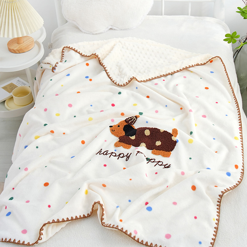 Milk Velvet Beanie Blanket, Thin, Soft and Comfortable, Kindergarten Baby Blanket, Cartoon Quilt, Multi-Purpose Blanket