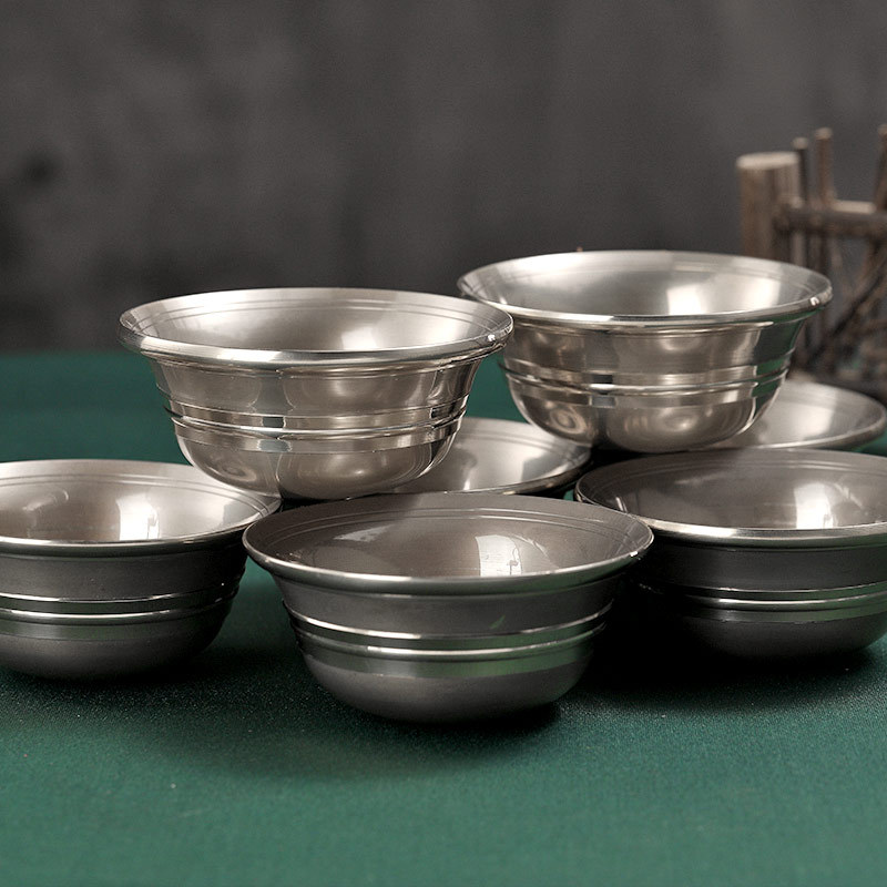 Nepalese Handmade Bronze Flat-Bottomed Water Bowl, Water Cup, Buddhist Hall Home Furnishings, a Set of Seven Holy Water Cups, Pure Copper