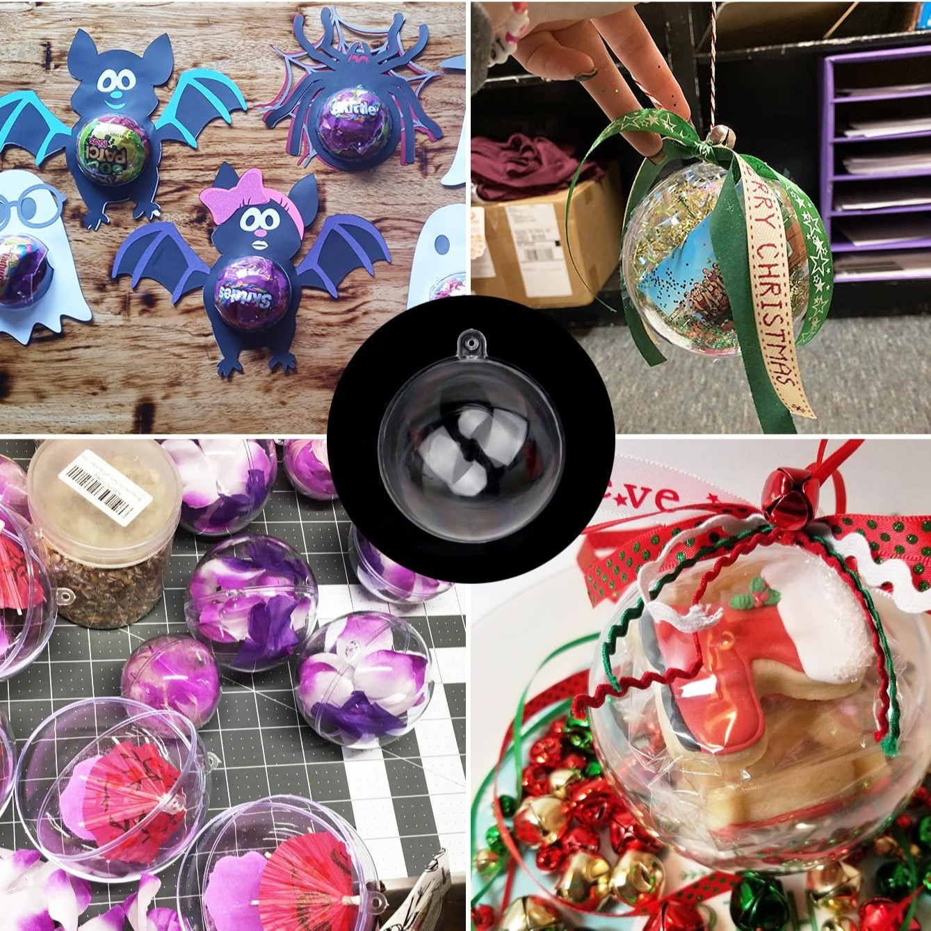 4-20cm Christmas Decorative Acrylic Ball PS Plastic Ball Hollow Transparent Ball Holiday Decorative Christmas Ball Wholesale