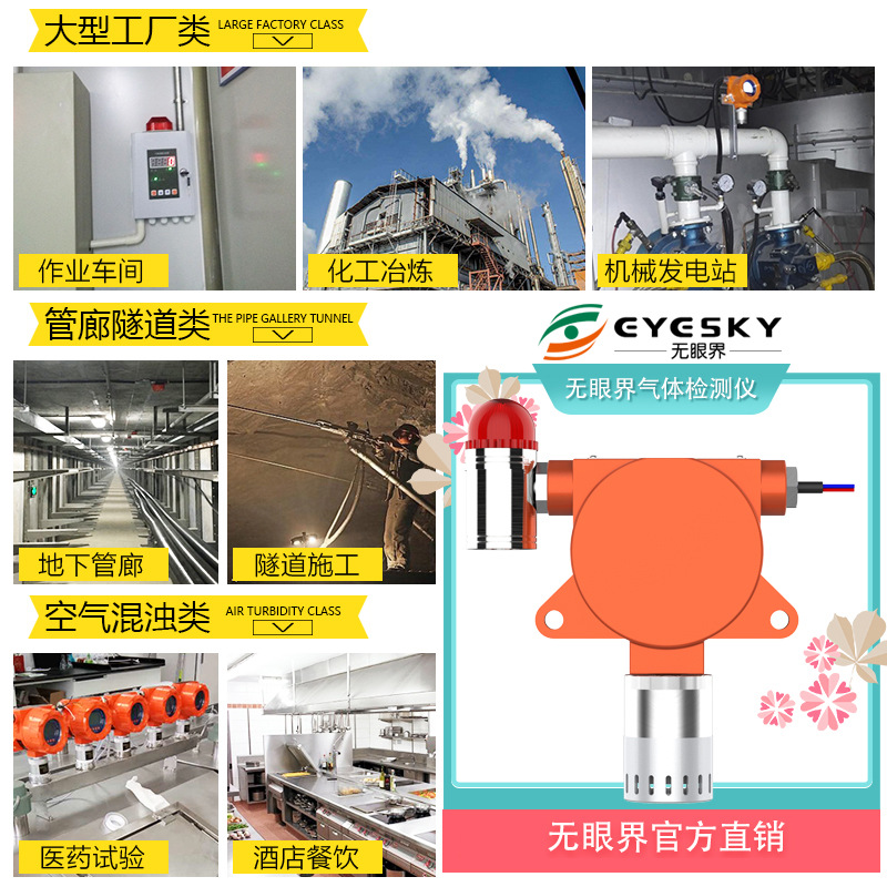 Gas Welding Underground Work Hydrogen Concentration Detector Explosion-Proof Detector Sound and Light Alarm