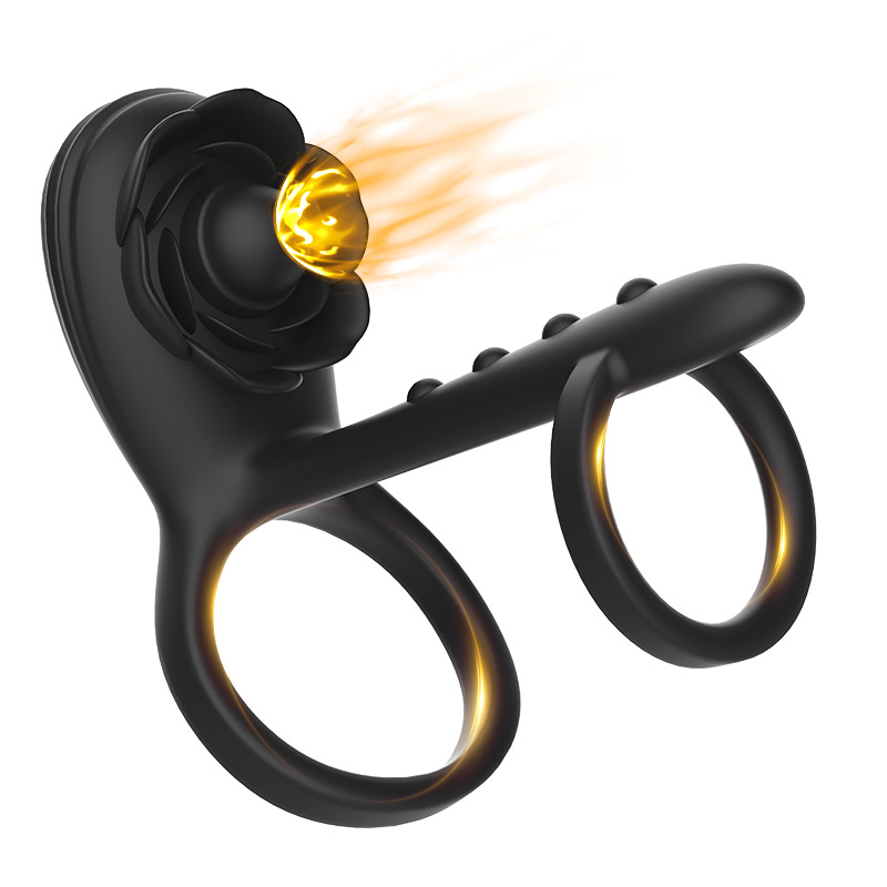 Cross-Border New Product App Remote Control Cupid Lock Essence Ring Couple Rose Double Ring Vibrating Adult Products