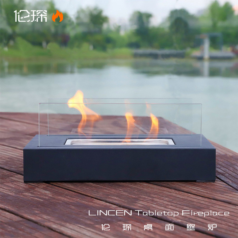 Кросс-бодерный прямоугольный настольный алкогольный камин для улицы, портативный настоящий камин, светильник-обогреватель, современный декоративный атмосферный свет