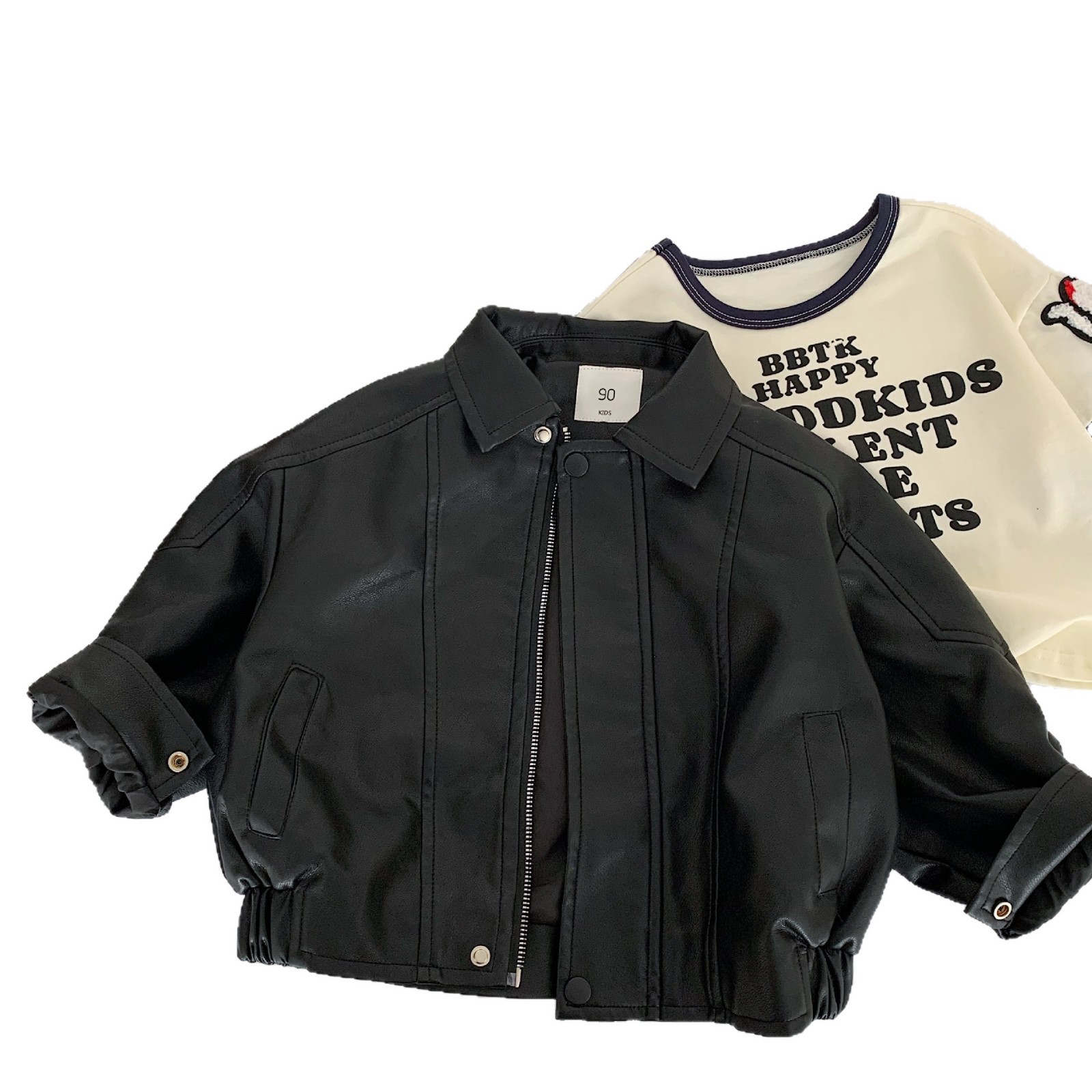 Maibao Children's Leather Jacket 2026 Autumn/Winter New Style Boys and Girls Stylish Leather Jacket Boys' Motorcycle Jacket Manufacturer Wholesale