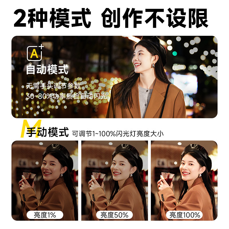 Mini Flash Mirrorless Camera External On-Camera Light Suitable for Sony, Fuji, Canon, Nikon, Panasonic Universal Light