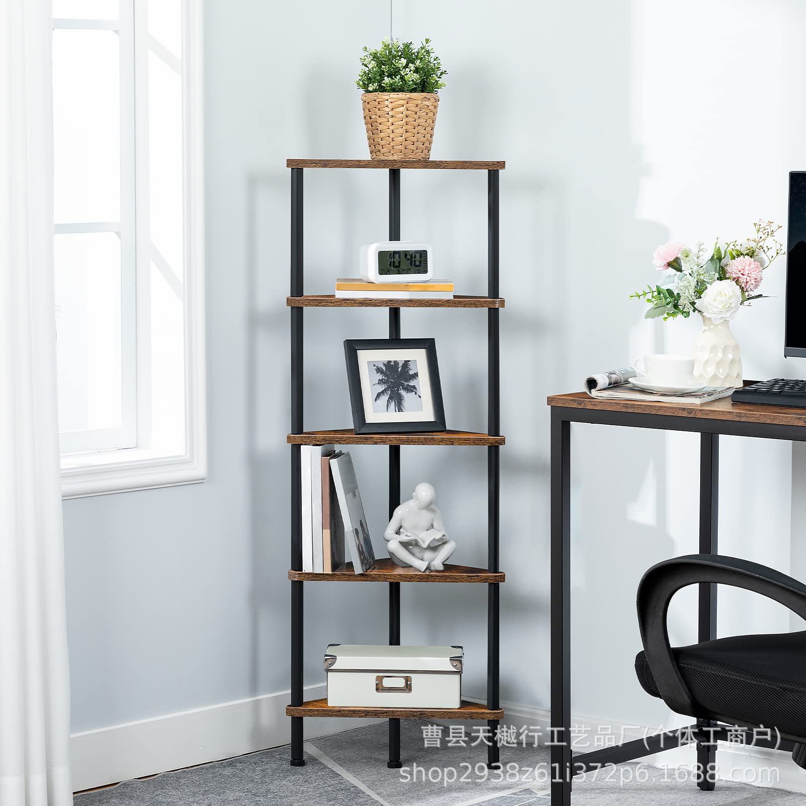 Cross-Border Spot Corner Floor-Standing Multi-Layer Storage Rack Iron Storage Rack Office Living Room Storage Rack Simple Shelf