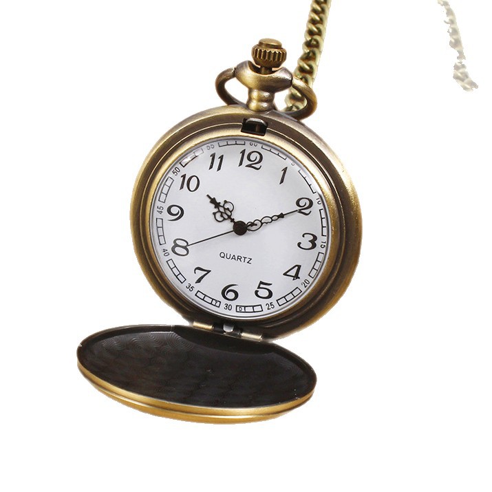 Retro Pocket Watch Flip Cover Bronze Nostalgic Classic Necklace Watch Commemorative Gift Pendant Quartz Hanging Watch Foreign Trade Manufacturer