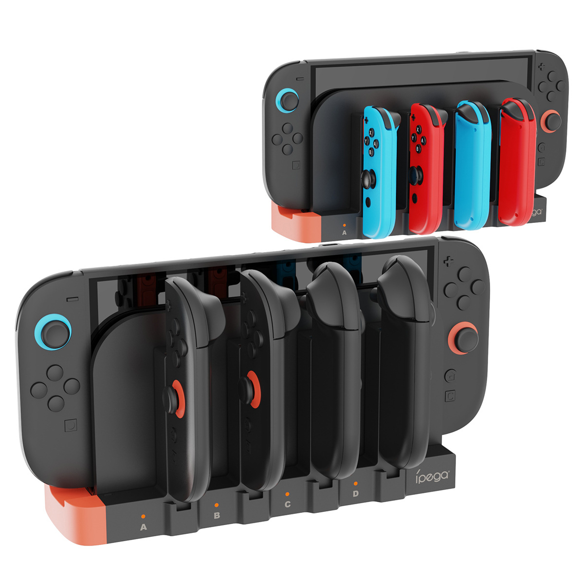 Switch2 Python Eight Charging Base Ns/Oled Charging Station 4 Joypad Handles Synchronous Charging with Led Light