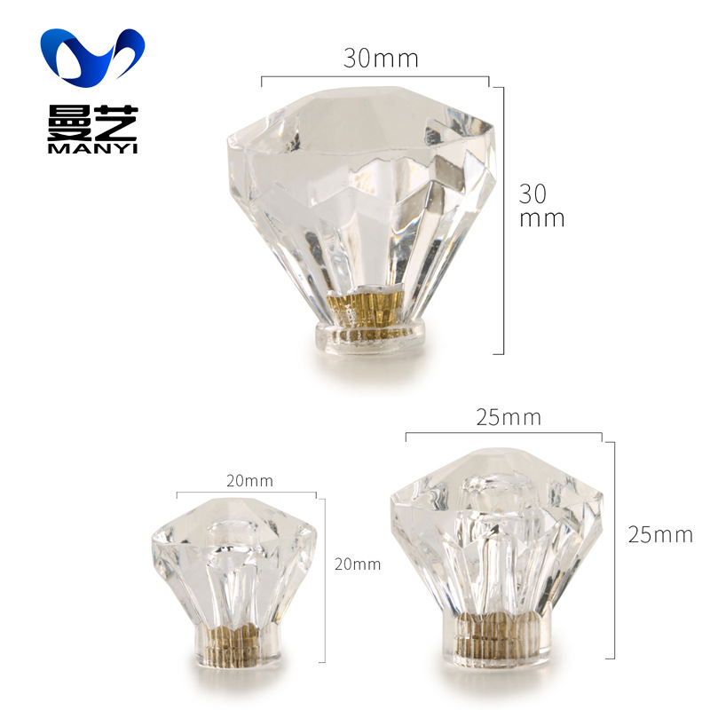 Wholesale cabinet door handle acrylic crystal head drawer cabinet wardrobe door handle furniture plastic single hole handle