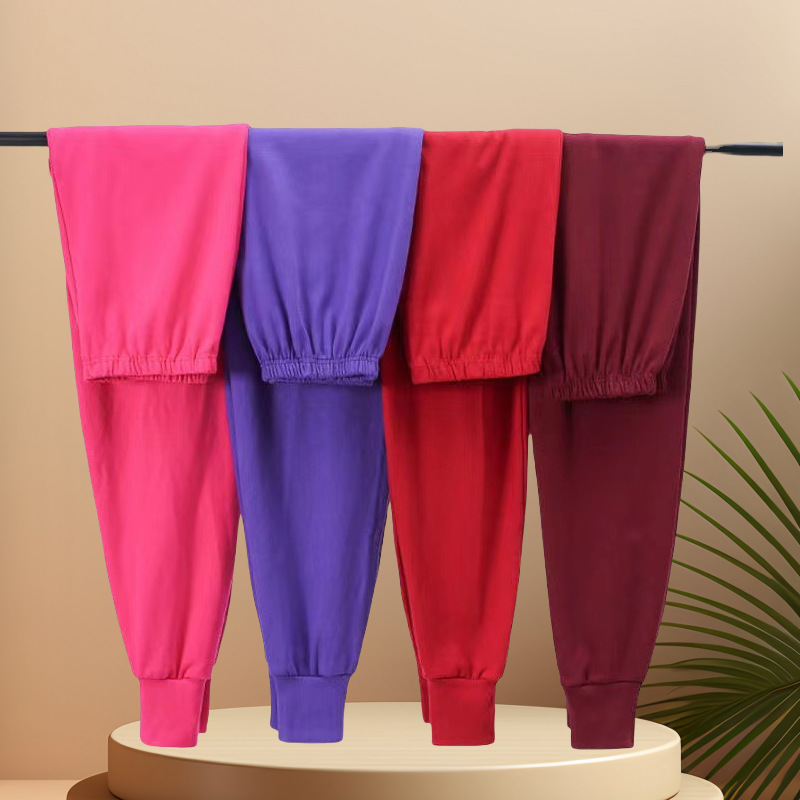 Middle-Aged and Elderly Women's Large Size High-Waisted Thermal Pants for Mothers, Tight-Fitting Cotton Base Layer Pants Wholesale for Autumn and Winter