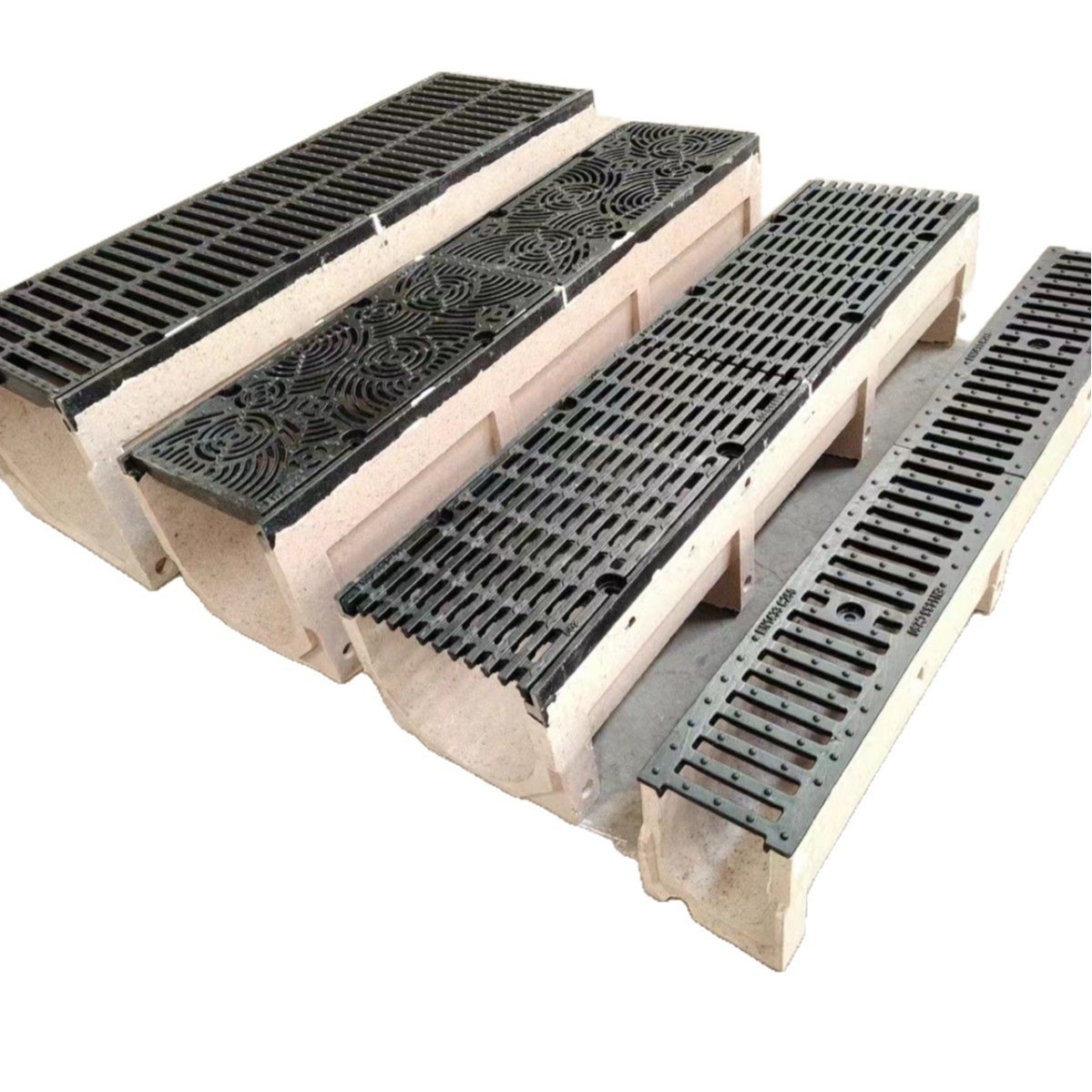 Resin concrete drainage ditch U-shaped groove stainless steel linear rainwater ground groove courtyard outdoor engineering U-shaped groove