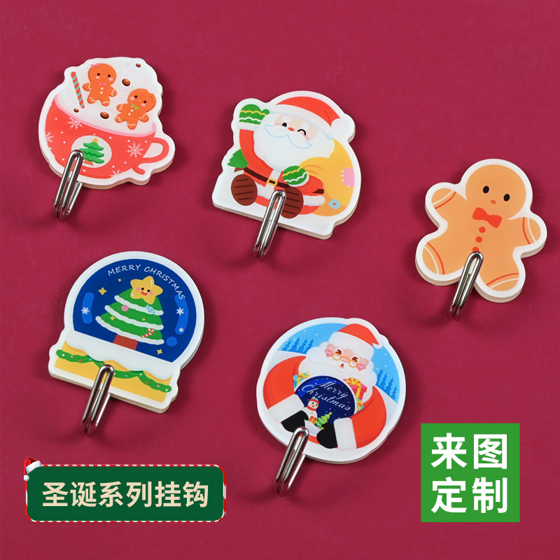 Cross-Border Amazon Christmas Seamless Hook Customization Cartoon Santa Claus Acrylic Punch-Free Hook Customization