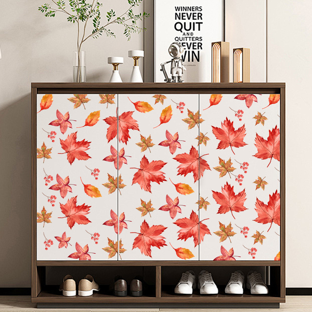 Aipin Dd3909 New Simple Red Maple Leaf Sticker Cabinet Sticker Room Living Room Cabinet Decoration Self-Adhesive