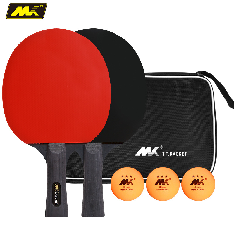 Direct Selling Mk Table Tennis Racket 3-Star Set Table Tennis Racket Table Tennis Board Competition Special Two Racket Three Balls Wholesale