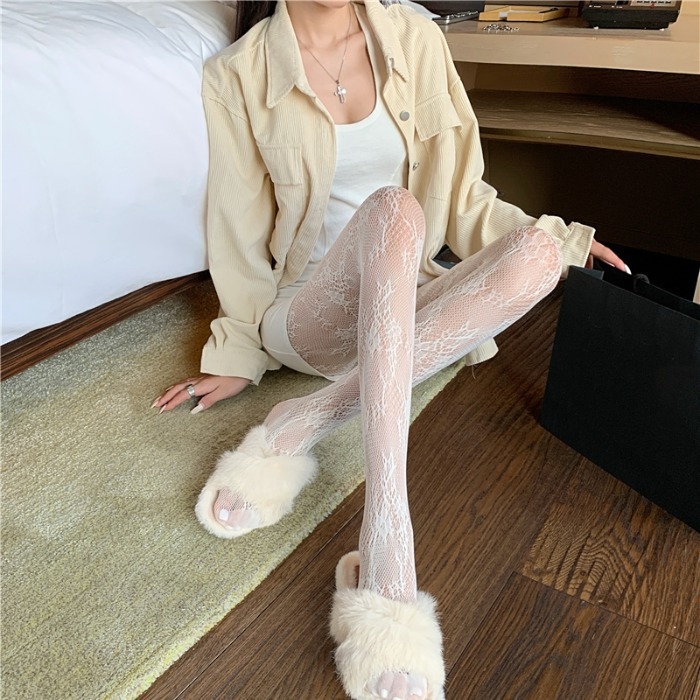 Jacquard Fishnet Stockings Stockings One-Piece Lace Women's Summer Thin Pantyhose Black Large Size Stockings Bottoming Mesh Fishnet