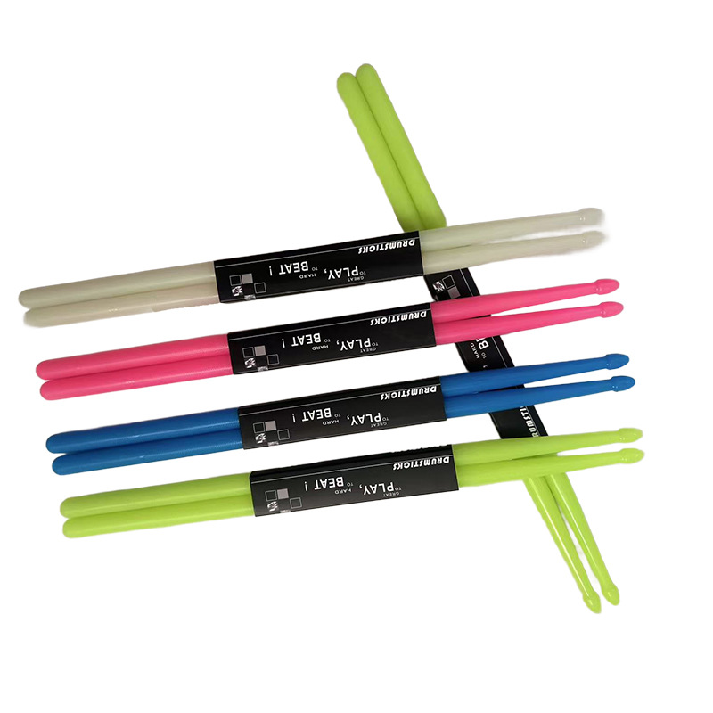 Drum Set Luminous Drum Sticks 5A Drumsticks Jazz Drum Hammer Fluorescent Stage Performance Nylon Luminous Drum Sticks Drum Sticks