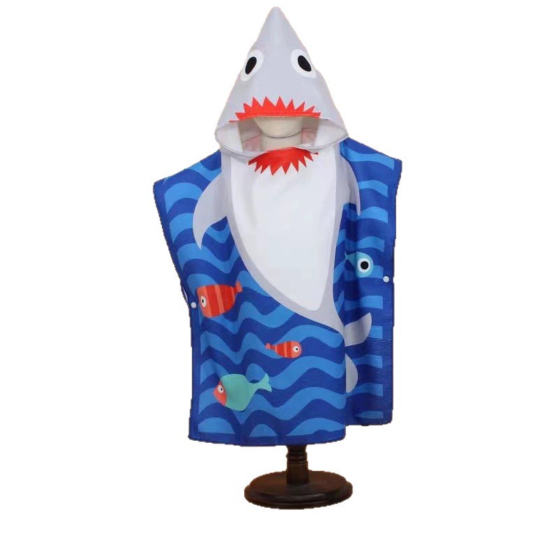 Children's Bath Towel Cape Cartoon Baby Swimming Bath Absorbent Manufacturer Direct Supply Printed Microfiber Bathrobe Cape