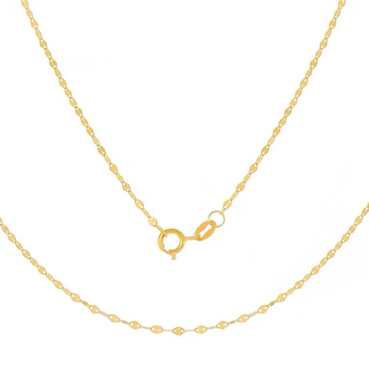 18K Gold Lip Chain Au750 Rose Gold Clavicle Chain Tile Chain Plain Chain Versatile All-Purpose Chain Gold
