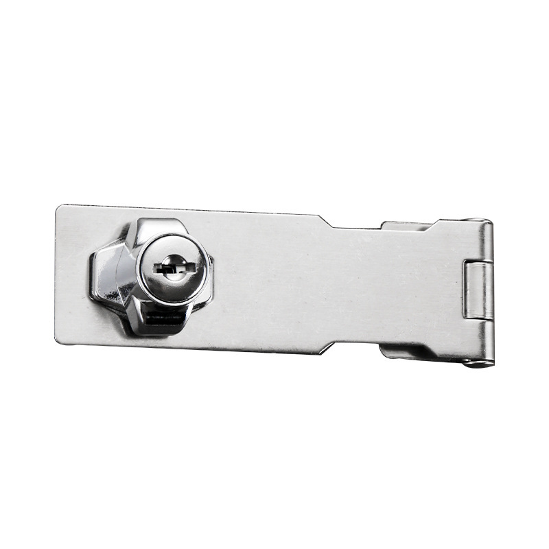 Stainless Steel Lock Plate with Key Latch, Safety Thickened Lockable Door Latch, Box Latch, Punch-Free Anti-Theft Lock