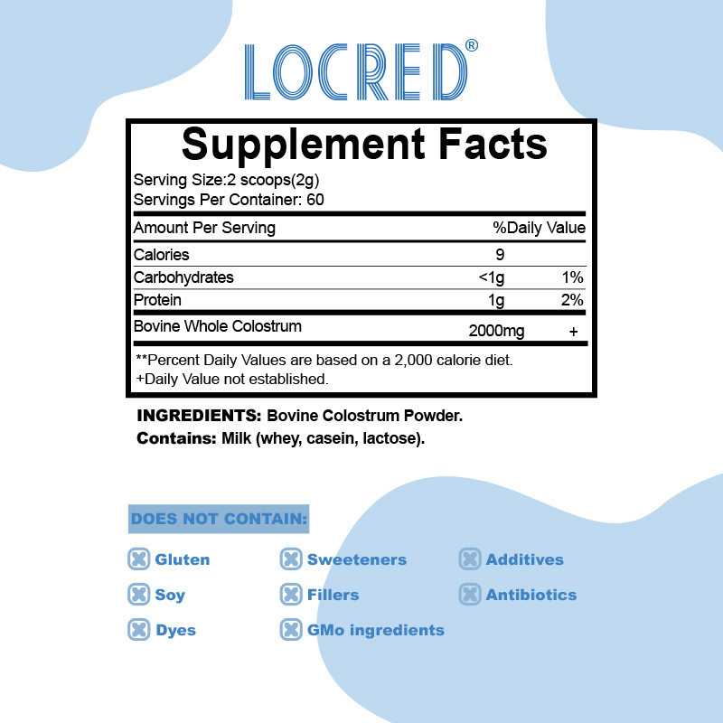 Cross-border Hot Sale Bovine Colostrum Powder Supplement Colostrum Powder Factory Wholesale Support OE M