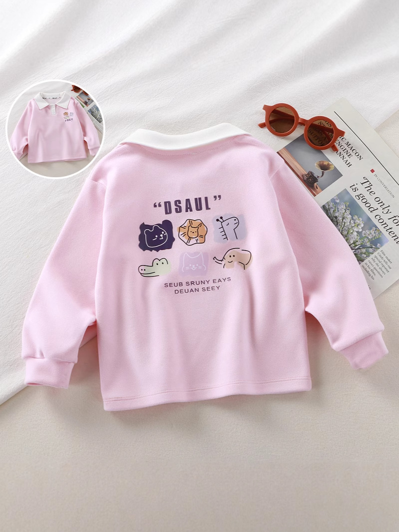 2025 New Polo Shirt Children's T-Shirt Long-sleeved Single-piece Boys' Top Girls' Base-layer Shirt Develvet Fashion Children's Outer Wear