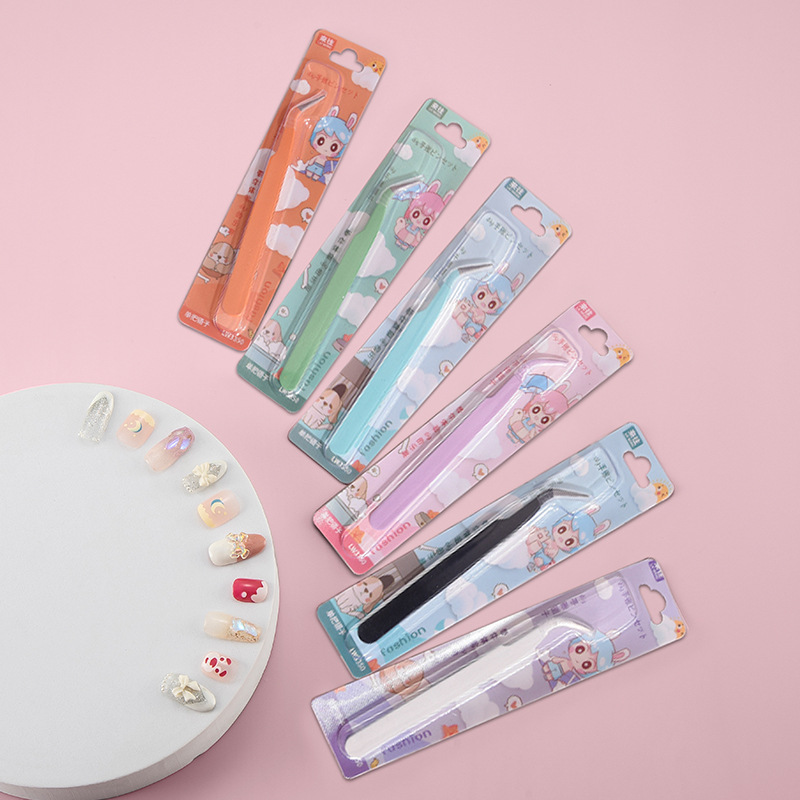 Stainless Steel Metal Colorful Clip Hand Account Clip Tape Sticker Hand Account Retro Style Straight Clip Curved Clip Cartoon Card Card Holder