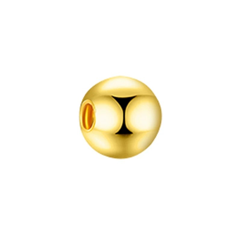 18K Gold Bead Accessories Au750 Color Gold 4-5mm DIY Bracelet Necklace Pendant Ancient Bright Surface Positioning Beads Wholesale