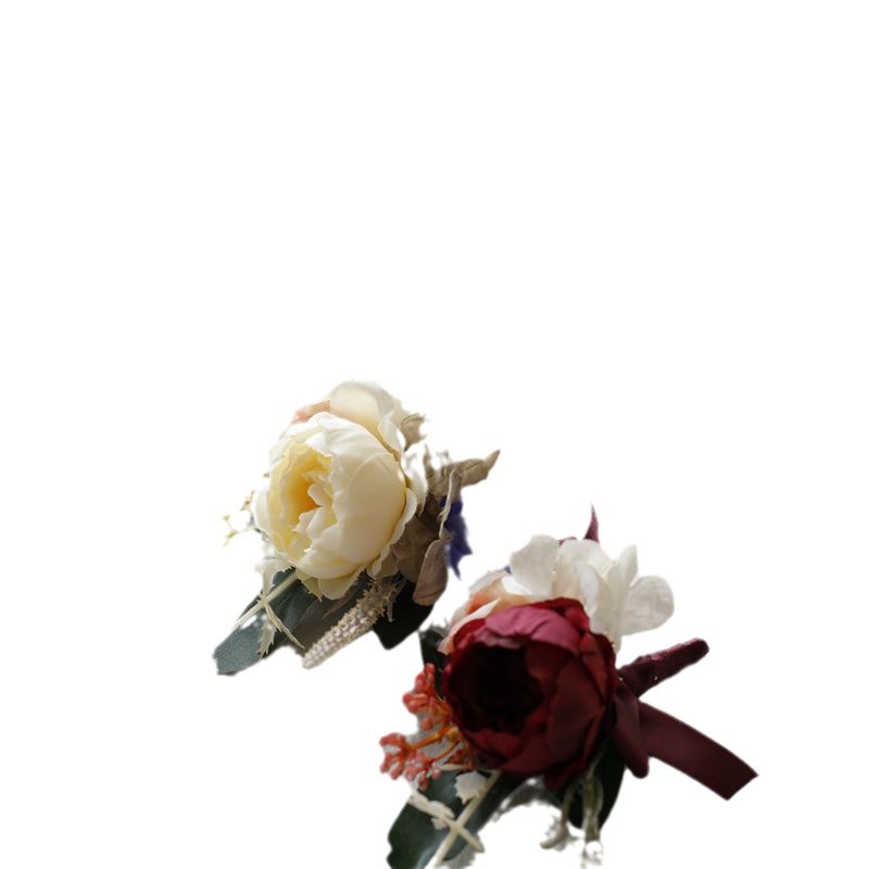 European-style Korean-style Retro Peony Simulation Hydrangea Bride Bridesmaid Wedding Wrist Flower Groom Best Man Wedding Corsage