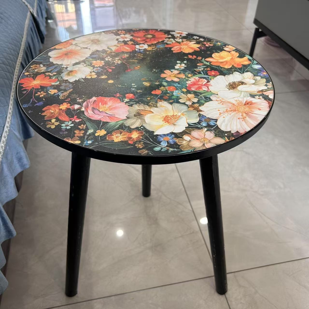 Небольшой круглый столик у кровати с звездным принтом, ретро стиль, напольный столик у кровати, передвижной столик для дивана, чайный стол