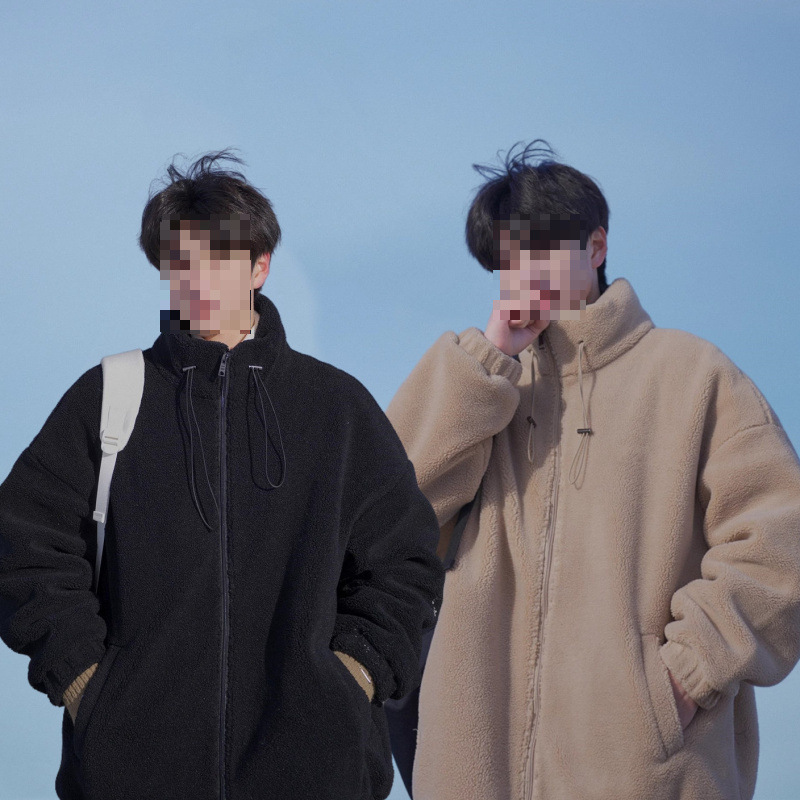 Korean Lamb Wool Capsules Plush Thickeneded Winter Trendy Men's Warm Cotton Jacket Clothes Couple Jacket