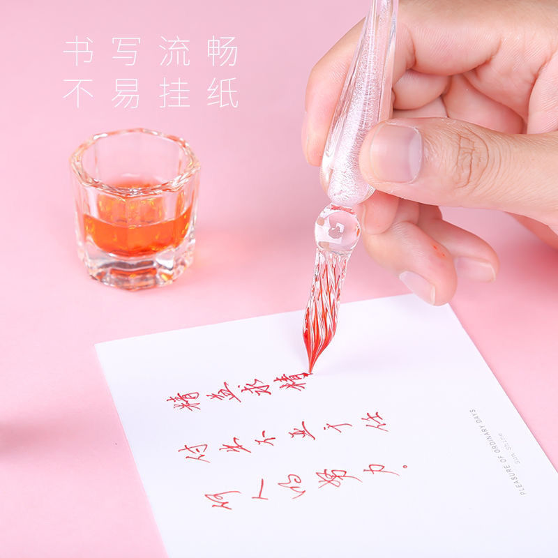 Glass Dip Pen Gold Powder Colorful Ink Set for Practicing Calligraphy, Drawing, and Graffiti Suitable for Crystal Pen Chinese Style
