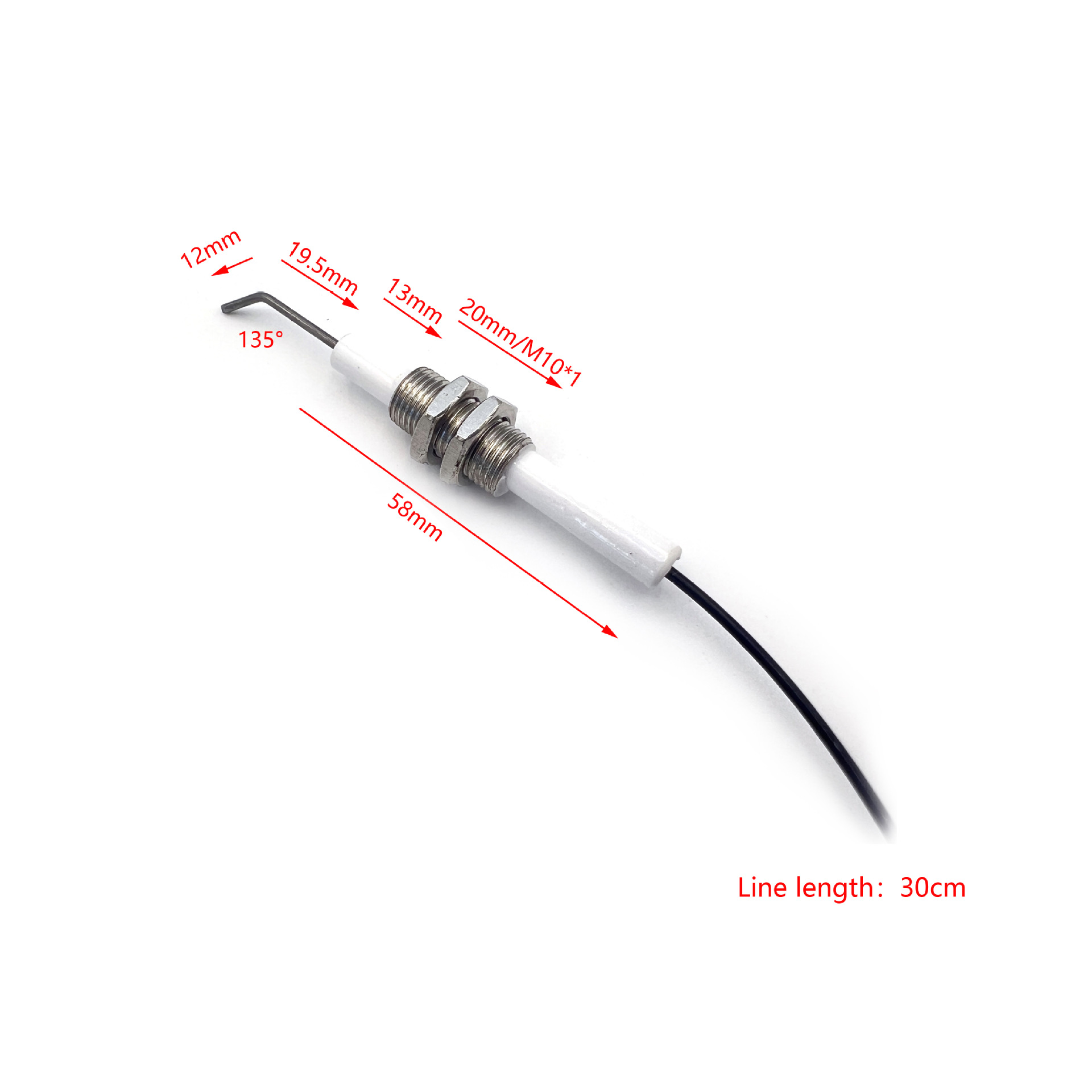 Cross-Border Gas Stove Ignition Accessories Push-Type Ceramic Piezoelectric Igniter with Universal Threaded Ignition Curved Needle Spark