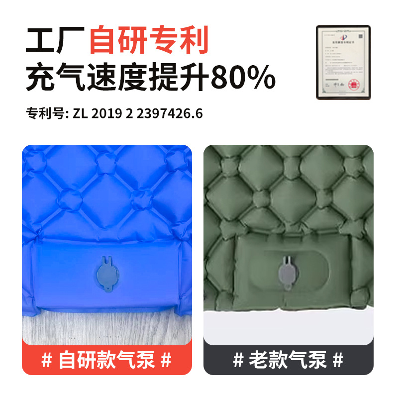 Cross-Border Outdoor Inflatable Camping Style Foot Automatic Inflatable Mattress Press Diamond Tpu Camping Style Sleeping Pad with Pillow