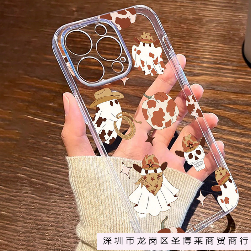 Ghost Pumpkin Halloween Suitable for Apple 15Promax Mobile Phone Case Iphone14/13/12/11 Transparent 678