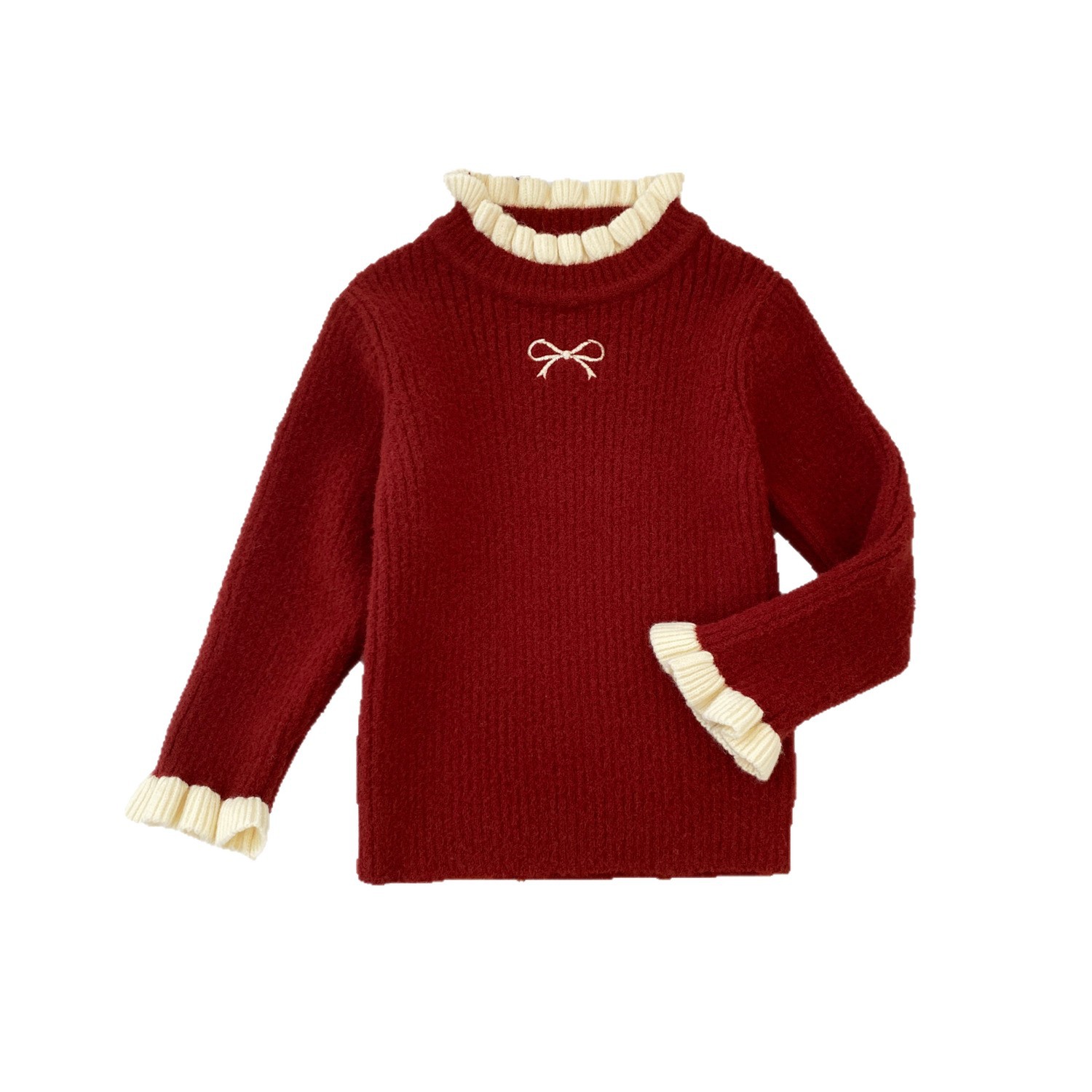Girls Sweater 2025 Autumn and Winter New Baby Velvet Stretch Top Children's Clothing Winter Children's Knitted Bottoming Shirt