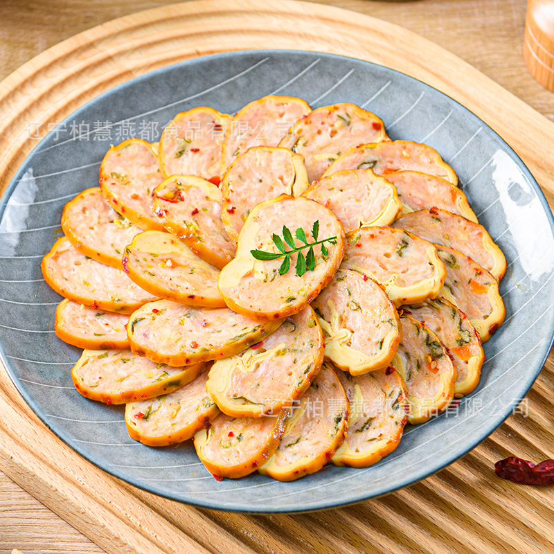 Baihui Internet Celebrity Snacks Tofu Skin Meat Rolls Chicken Rolls Northeast Meat Rolls Specialty Manufacturer Wholesale Snacks Ready to Eat 180g