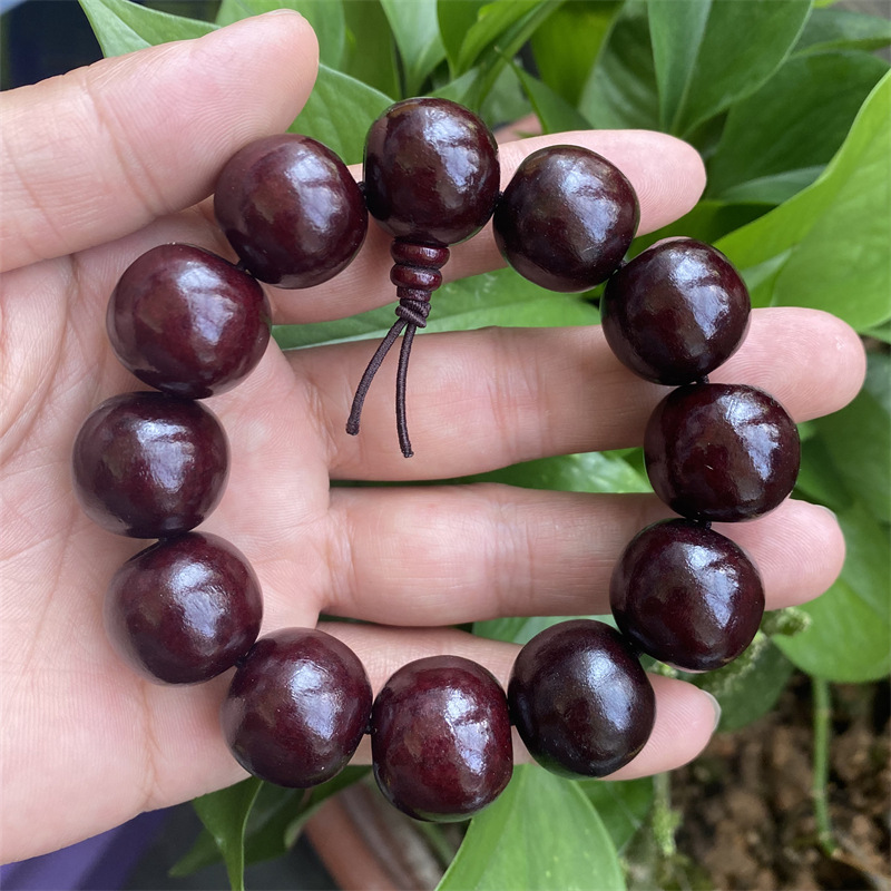 Браслет из красного сандалового дерева с имитацией древесной краски, мужской браслет, бусины 15мм 20мм, ювелирные изделия