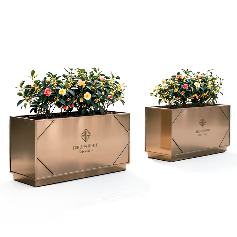 Outdoor Stainless Steel Flower Box Simple Style Restaurant Combination Tree Box Partition Office Building Courtyard Metal Iron Flower Box