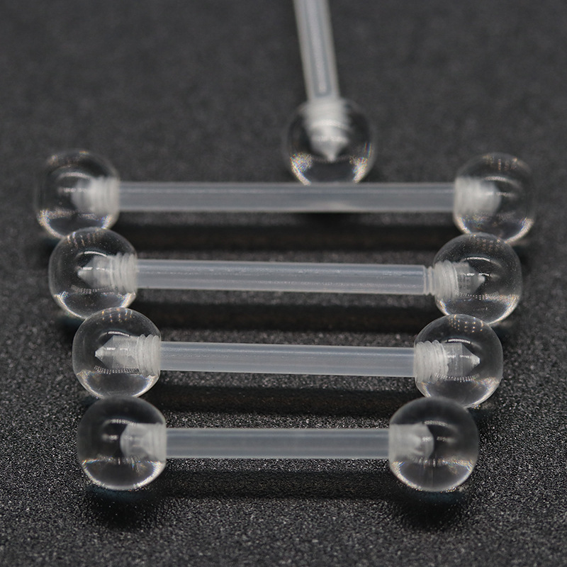 Прозрачный пирсинг для языка, УФ мягкий стержень, пирсинг тела, европейский и американский акрил, оптовая ювелирная продукция