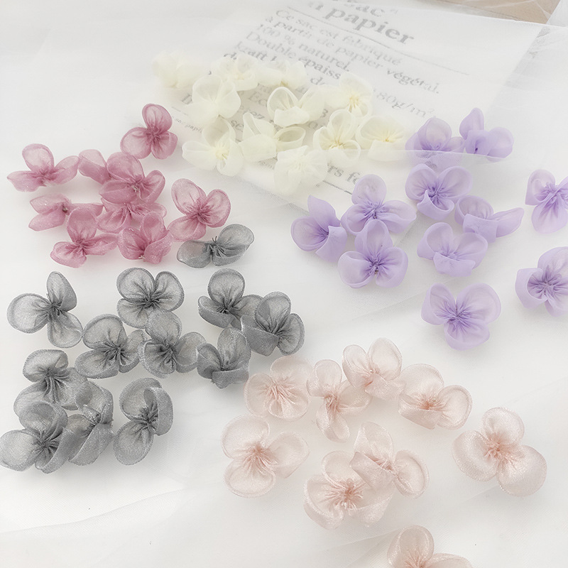 Шелковая марля трехлепестковый цветок клевер DIY ручная работа аксессуары для одежды и головных уборов новый стиль