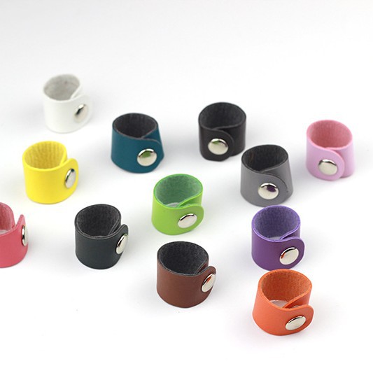 In-Stock Colorful Pu Small Square Scarf Leather Buckle Accessories Parts Silk Scarf Buckle Storage Data Cable DIY