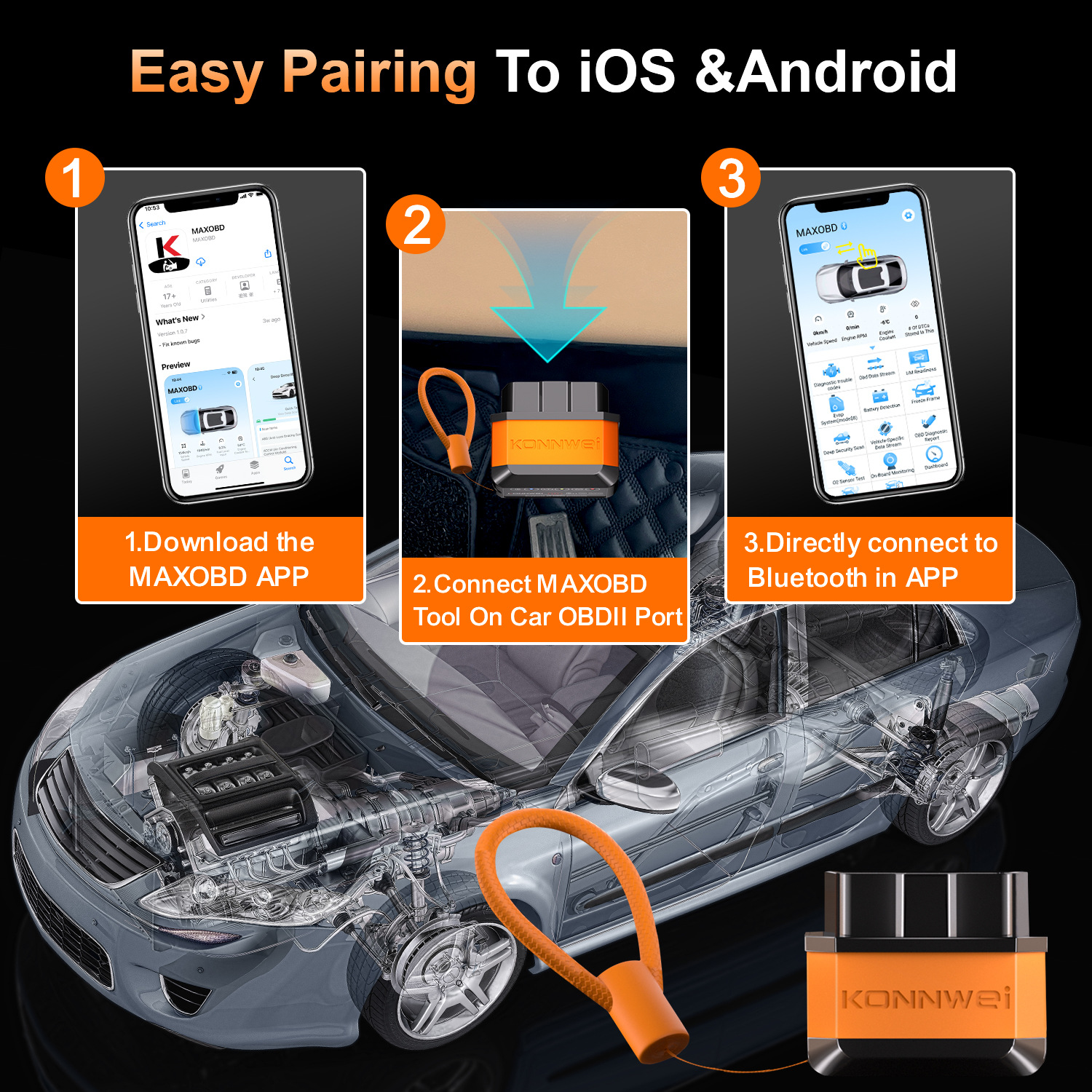 Kw905 Bluetooth.04.0 5.2 Car Fault Diagnosis Instrument Scanner Vehicle Fault Scanner