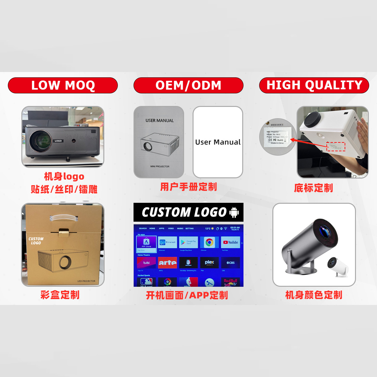 Hy300 Projector Small Mini Smart Home Bedroom Wall Projection Mini High-Definition Barrel Projector