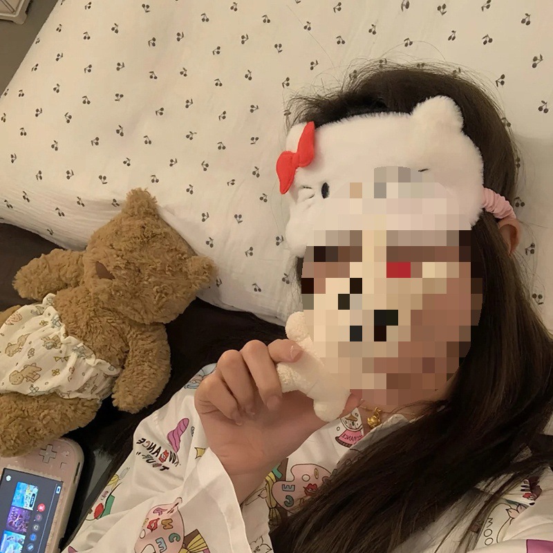 Cartoon Lunch Break Stuffed Cute Relieve Travel Blackout Sleep Fatigue Breathable Eye Mask Cat