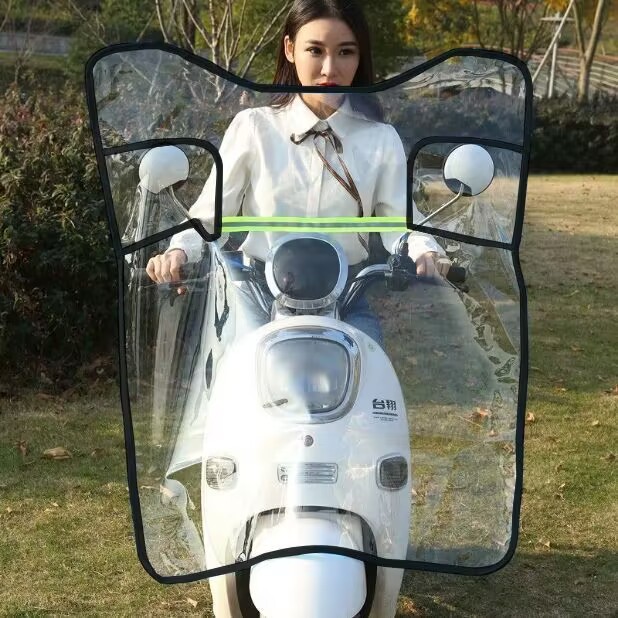 Lengthening hem rope electric vehicle windshield transparent cold-proof sunscreen battery motorcycle rainproof baffle for all seasons