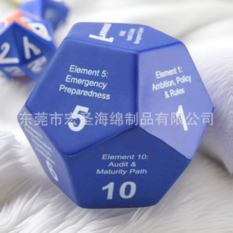 Cross-Border Overseas Hot-Selling 12-Sided English Printed Polyurethane Foam Multi-Sided Sports Yoga Throwing Dice Sieve