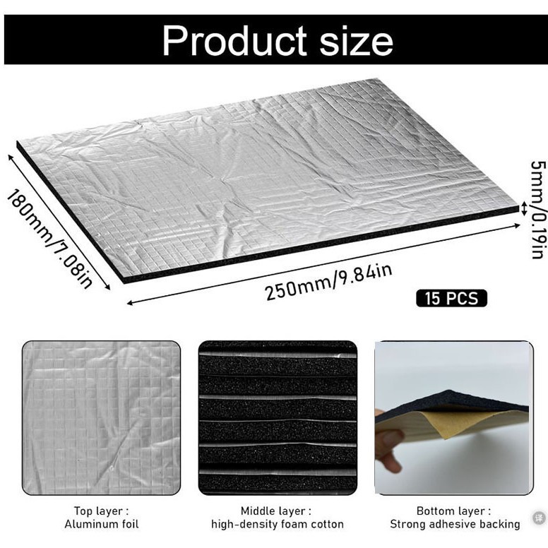 10/12/20 Pieces Car Insulation Pad 250 X 180 X 5mm Insulation Pad Sound Insulation Pad Cross-Border