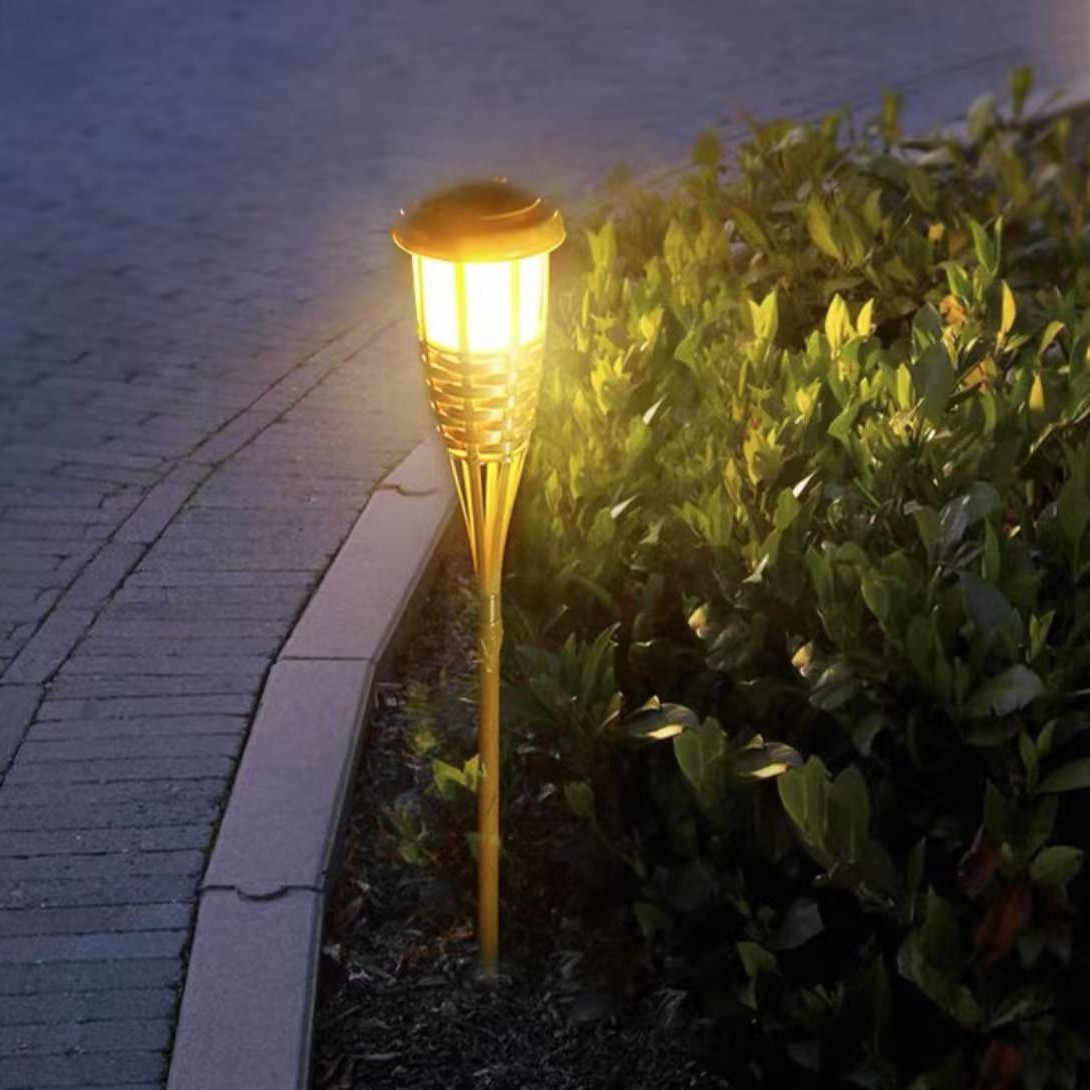New Solar Torch Light Bamboo Lamp Ground-Inserted Courtyard Lawn Garden Landscape Light Waterproof Flame Light